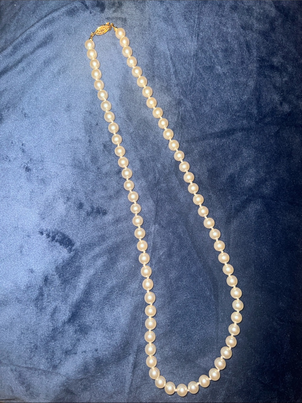 Vintage Marvella Hand-Knotted Faux Pearl Strand Necklace - Mid-Century Classic